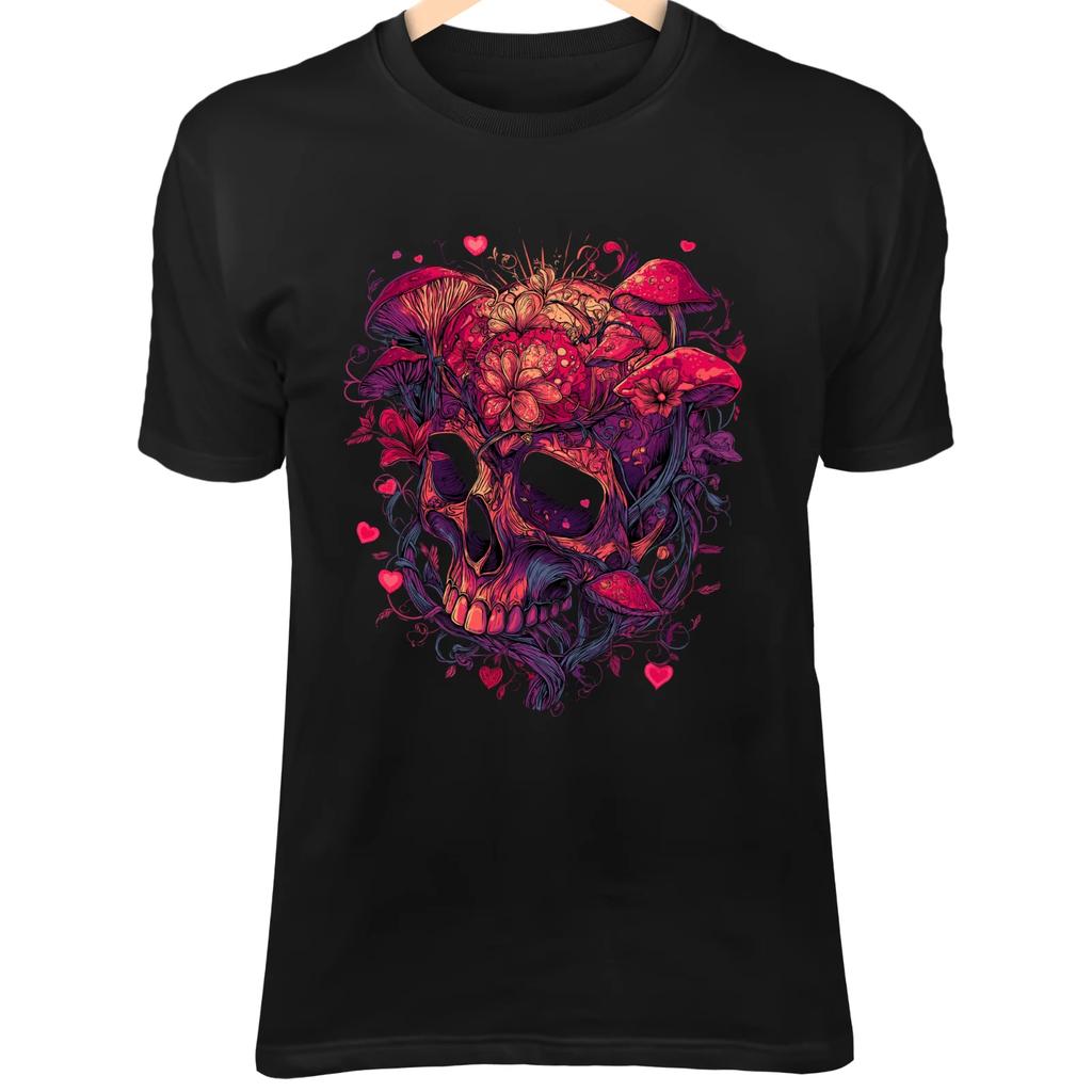 Valentine Gothic Skull - Radiant Mushroom Bouquet Fantasy Art