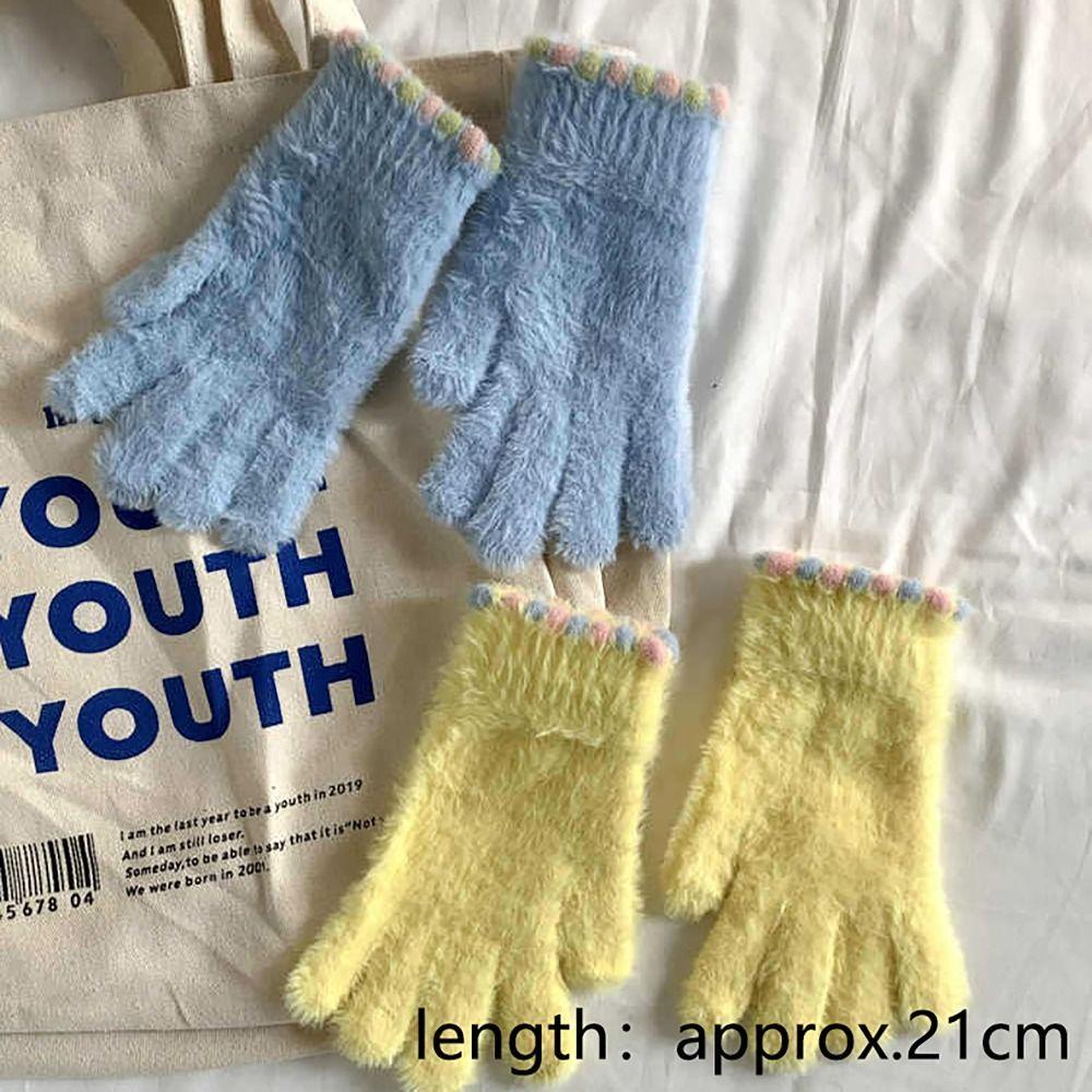 Elastic Fleece Women's Gloves Korean Style Ski Mittens Mink Velvet Gloves  For Girls Winter