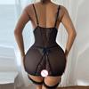 Lace Garter Belt Erotic Dress And Lingerie Set Sexy Nightdress With Leg Ring Thong Transparent Sheer Curvy Babydoll Underwear