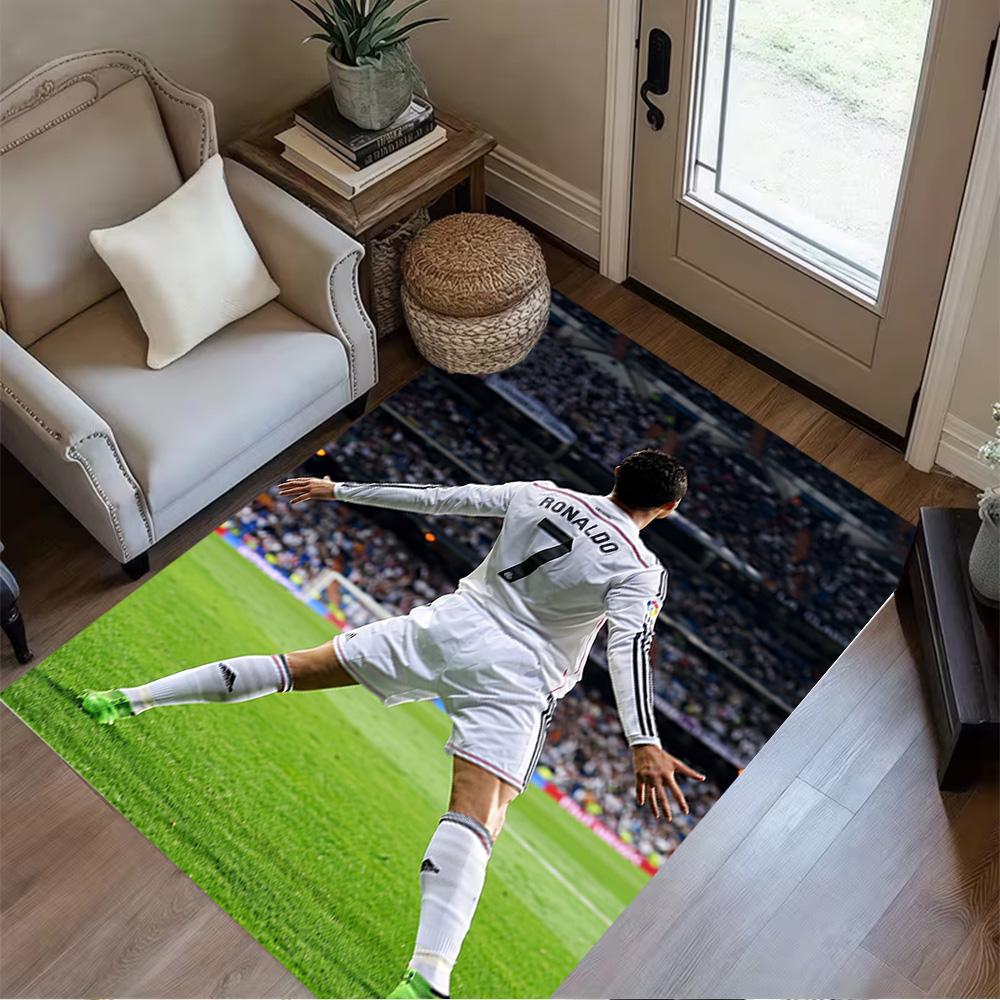 Cristiano Ronaldo Soccer Action Floor Mat Suitable for Dormitory Dining Room Living Rooms Study Room Anti-slip Rug Office Home Decor Best for Christma