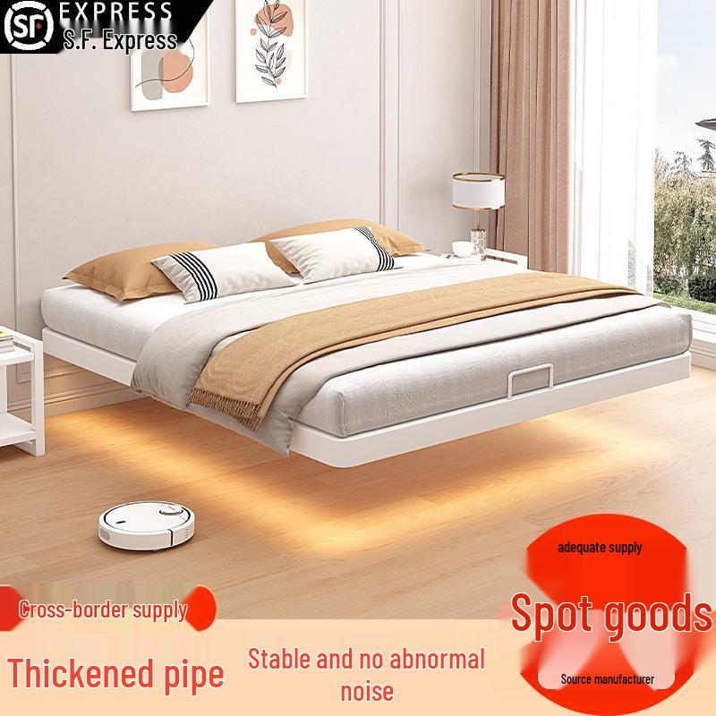 Modern Cream Tatami Style Suspended Double Bed for Adults in Rental Apartments