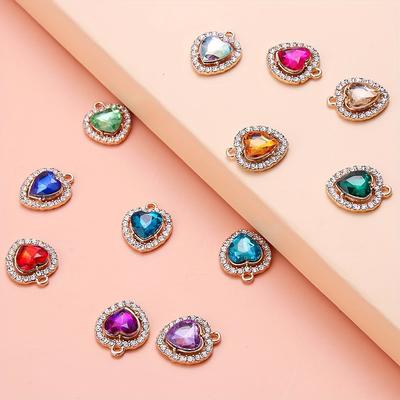 4/18 stuks Sprankelende Legering Liefde Hanger Kleur Ketting Armband Accessoires Perzik Hart Hanger Materiaal DIY Armband Ketting Oorbellen Sleutelhanger