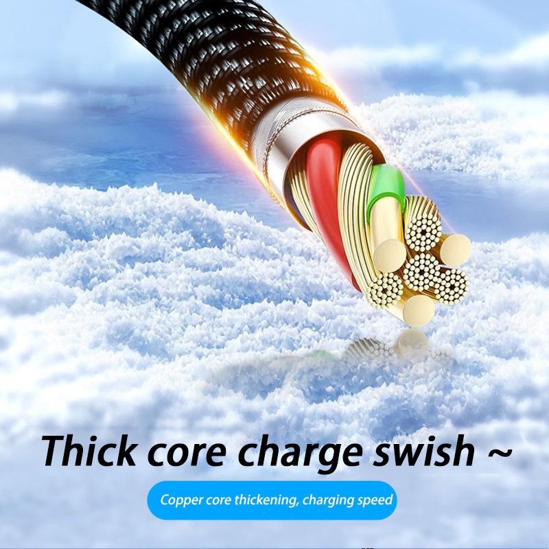 Ultra-Super Fast Charge Cable-6A 120W USB A To Type C Nylon Data Cord For Xiaomi Redmi Samsung With Led Digital Display Cable