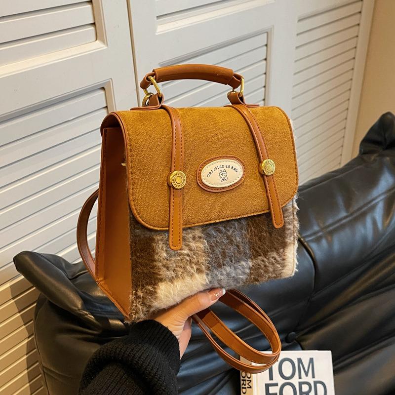 

Женский шерстяной рюкзак в клетку в стиле ретро 2024 года, новая вместительная сумка через плечо для колледжа на одно плечо, небольшой многоцелевой рюкзак