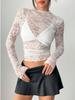 Elegant European-Style Women's Long Sleeve Rose Lace Top