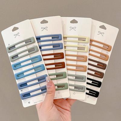 6Pcs  Practical Versatile Morandi Color Bb Hairpin Hair Side Clips For Women Girls Hair Accessories