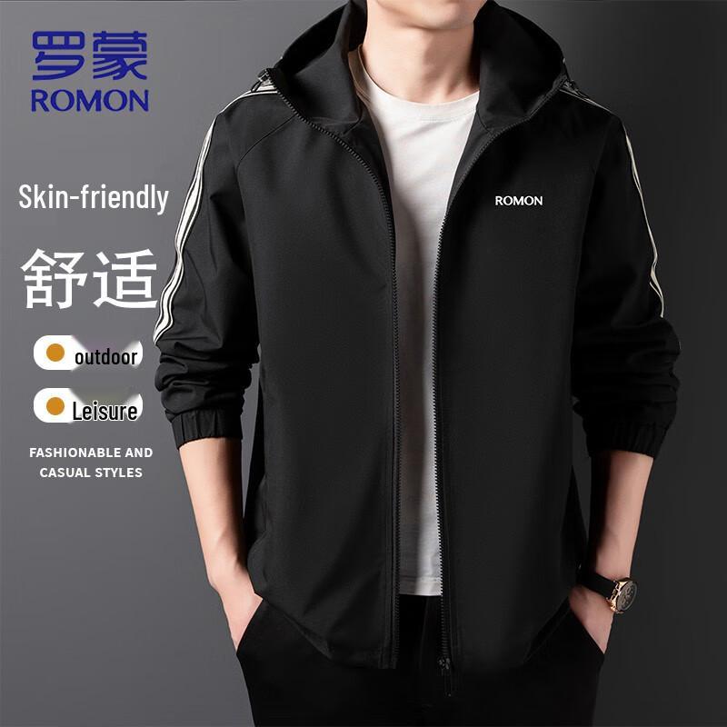 ROMON Men's Casual Hooded Jacket