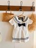 2025 New Girls' Chinese Style White One-Piece Swimsuit - Holiday Fashion Swimwear