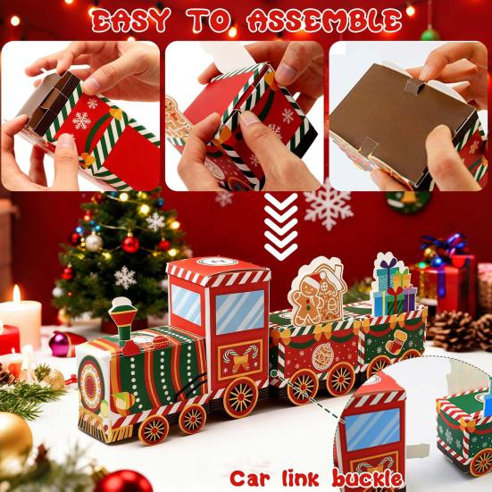 24 Empty Advent Calendar Boxes To Fill Red Green Christmas Train Gift Boxes 24 Days of Christmas Countdown Calendar for Kids Xmas Party Decoration