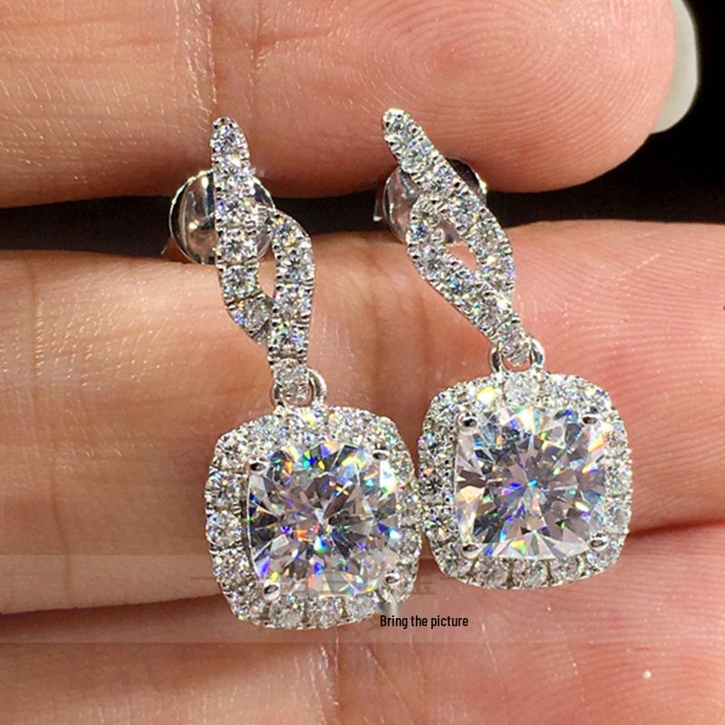 Exquisite Square Zircon Diamond Earrings - Versatile Street Style for Women