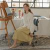 Peulaudeumali Pm_Natural A-Line Midi Skirt_Yellow