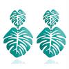 New Monstera Leaf Statement Dangle Earrings for Women Colorful Acrylic Metal Drop Earrings Exaggerated Ear Jewelry Pendientes