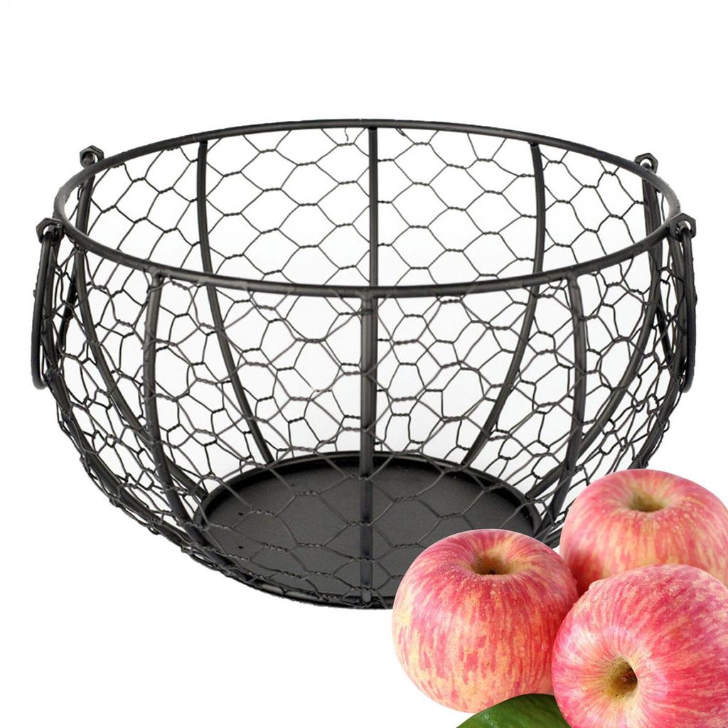 Egg Baskets Kitchen Storage Metal Wire Egg Basket Round Farmhouse Style Egg Collector Basket Large Storage Basket for Fresh Eggs