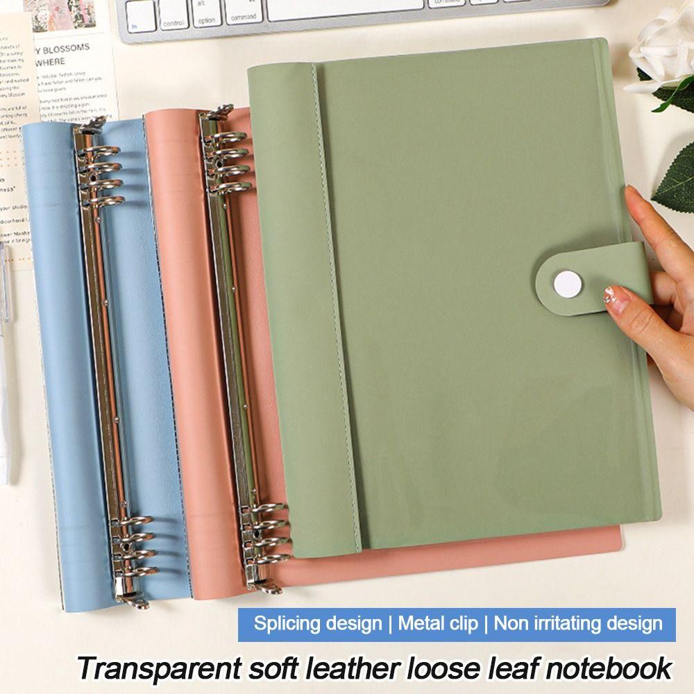 Loose-leaf Binder Notebook Cover Splicing Leather Diary Notepad Shell Binder Cover Stationery Gift