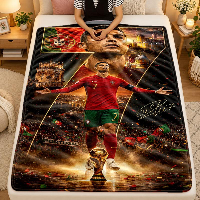 Koc Flanelowy Cristiano Ronaldo Ciepły Miękki Koc Rzutowy do Użytku Wewnętrznego Sofa Łóżko Salon
