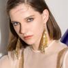 Fashion Metal Sequin Geometric Sheet Long Drop Dangle Earrings For Women Exaggerated Attractive Trendy Female Earrings Zircon