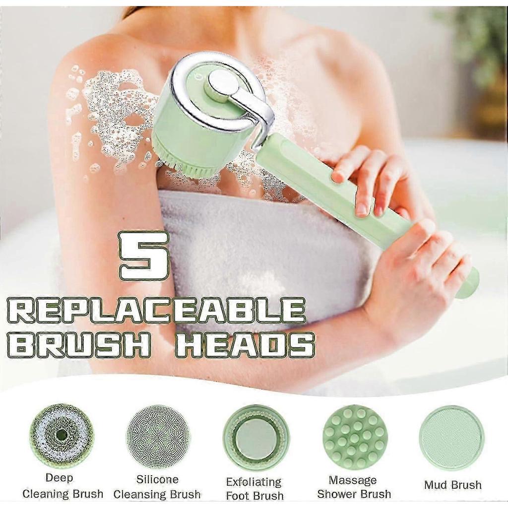 2025 Electric Body Brush Back Scrubber For Shower 5-in-1 Rechargeable Exfoliating Back Brush Non-slip Long Handle Deep Cleansing Massaging Spin Brush