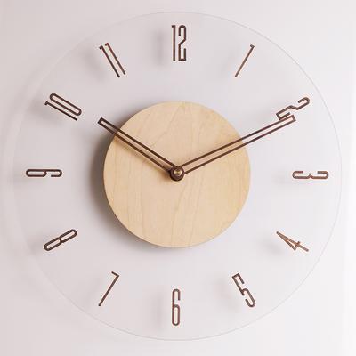 Japanese Solid Wood Wall Clock Simple Transparent Creative Clock Wall Clock Living Room Home Wall Home Decoration Clock