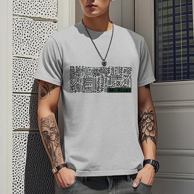Casual T-shirt met ronde hals, korte mouwen en print voor heren, gemaakt van puur katoen.