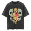Chainsaw Man Anime Vintage Printed Washed T-shirt Women Men Harajuku Oversize Streetwear Y2K Tops Short Sleeve Tee