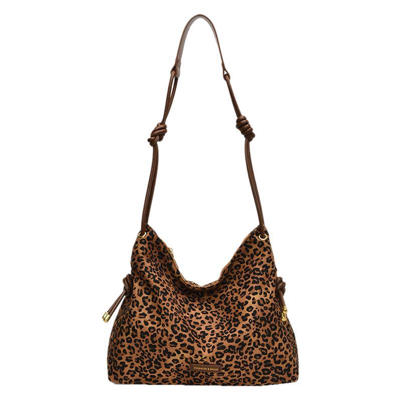 Design Leopard Print Denim Messenger Bag New Large-capacity Tote Bag Lazy Wind Shoulder Bag Personalized Fashion Women's Bag