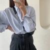 WTEMPO Office Ladies Spring Fall Striped Bottoming Long Sleeve Shirts Women Large Size Butttons Turn-down Collar Casual Shirts