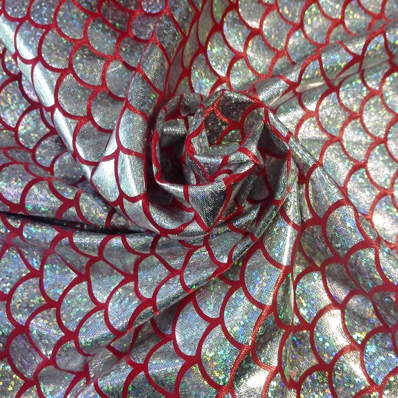 Colorful Laser Fish Scale Pattern Fabric Mermaid Gold Embossing for DIY Toy Decor Stage Performance Costume Fabric