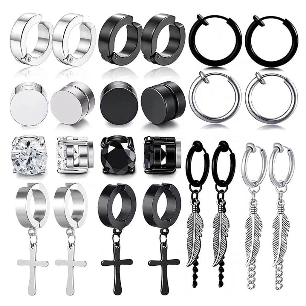 Punk Rock Titanium Steel Hoop Earrings with Tassels