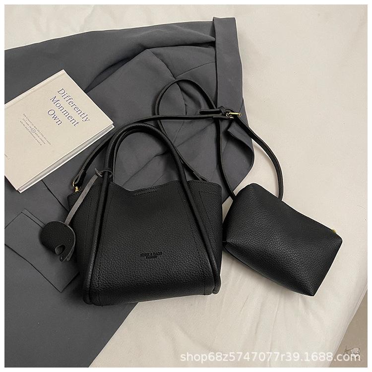 Lychee bucket bag women's new niche texture hand-to-hand shoulder crossbody bag high-end fresh vegetable basket bag