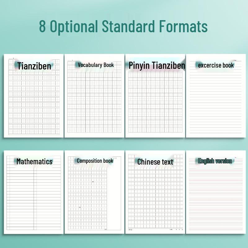 16K Vocabulary & Composition Notebook for Grades 3-6 with Pinyin, Math, English, and Language.