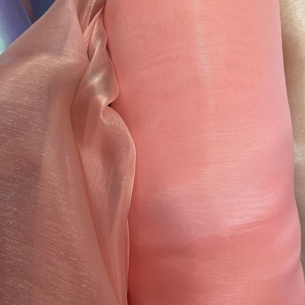 Pearl-like transparent lightweight smooth organza fabric suitable for wedding dresses formal gowns and designer clothing fabrics