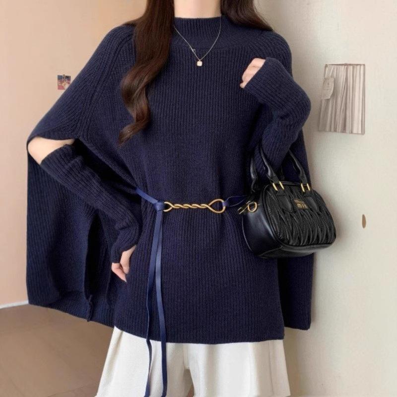 2026 Autumn/Winter Korean Lazy Style Knit Cape Sweater Two-Piece Set