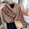 Imitation Cashmere Scarf Medium And Long Outer Shawl Double-Sided Warm Letter Scarf Female Live Stream Trend
