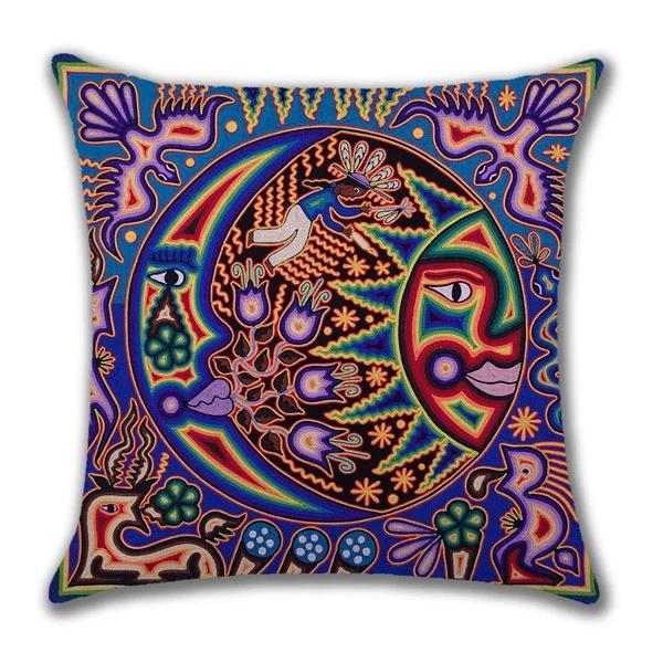 Hot Ethnic Mexico Patterns Linen Pillows Case Indian Apollo Abstract Painting Cushions Case Sofa Couch Throw Pillows Decor Home