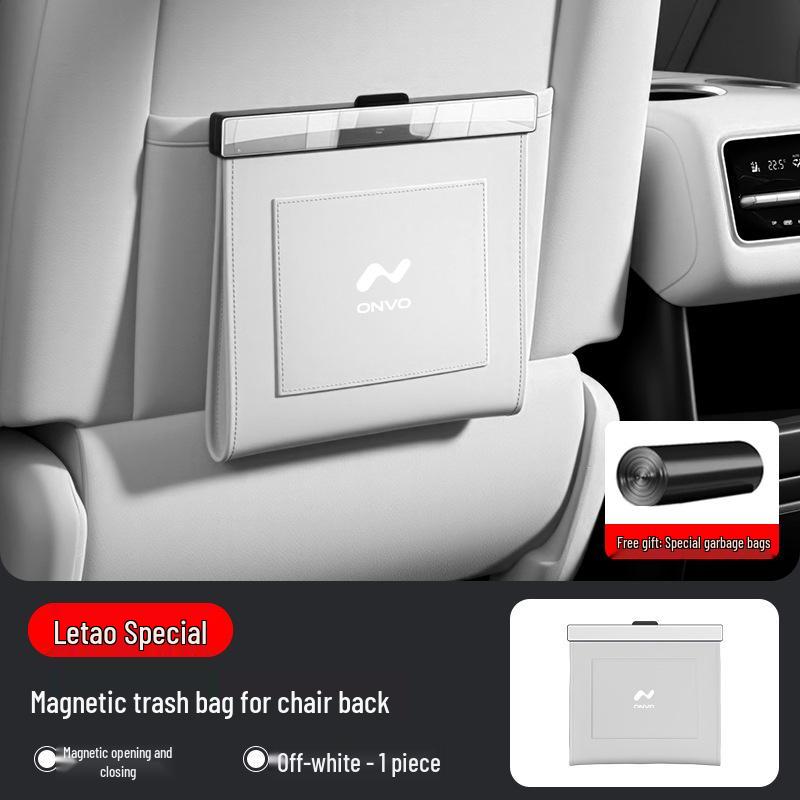 L6o/L90 Car Trash Bag - Magnetic, Waterproof Leather, Seat Back Hanging Storage Solution