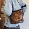 Suede Leopard Print Large-capacity Bag Women's 2025 New Trendy Korean Niche Bucket Bag Versatile Shoulder Armpit Bag