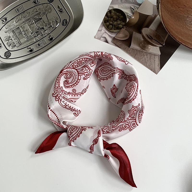 Silk scarf neck 70 square scarf scarf new retro cashew flower headscarf summer women pastoral neck thin scarf shawl
