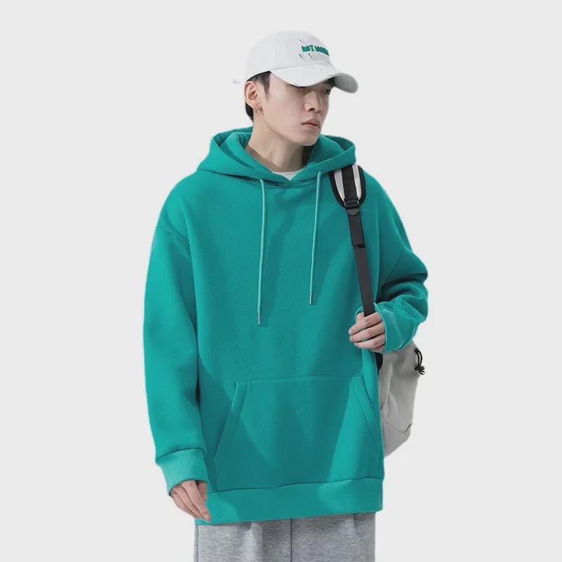 Unisex Oversized Solid Color Hooded Sweatshirt - Long Sleeve Pullover with Pocket