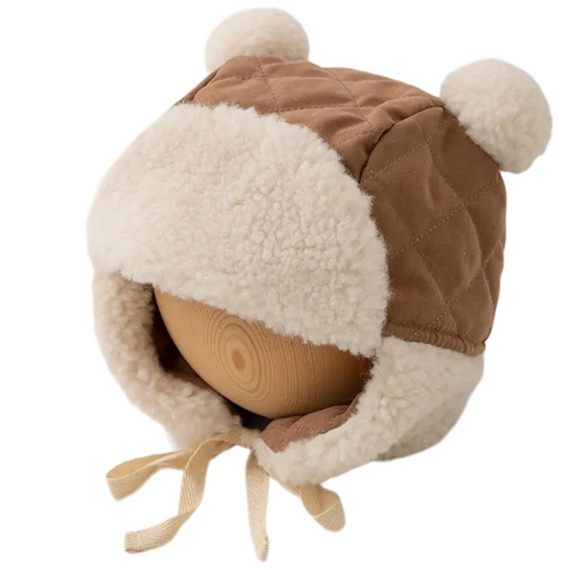 

Детская уютная зимняя шапка, плюшевая теплая шапка для младенца, для холодной погоды, для активного отдыха на открытом воздухе, с защитой ушей кофейный