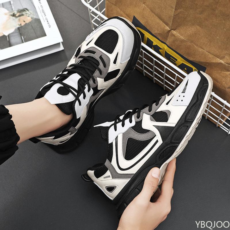 Spring Men's New Mesh Breathable and Versatile Thick Bottom Sports Leisure Running Trendy Men's Shoes Anti Slip Vulcanized Shoes