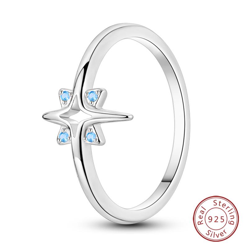 Popular Glow In The Dark Rings For Women 925 Silver Star Moon Sun Rings Sparkling Cubic Zircon Exquisite Jewelry Gifts