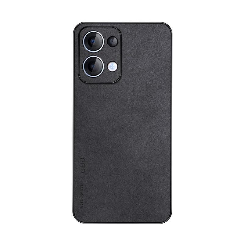 OPPO Reno 13 Phone Case, OPPO Reno 13 Protective Cover, Shockproof, Full Lens Protection, Soft, Simple Luxury Outer Case,n, Leather Case, Black