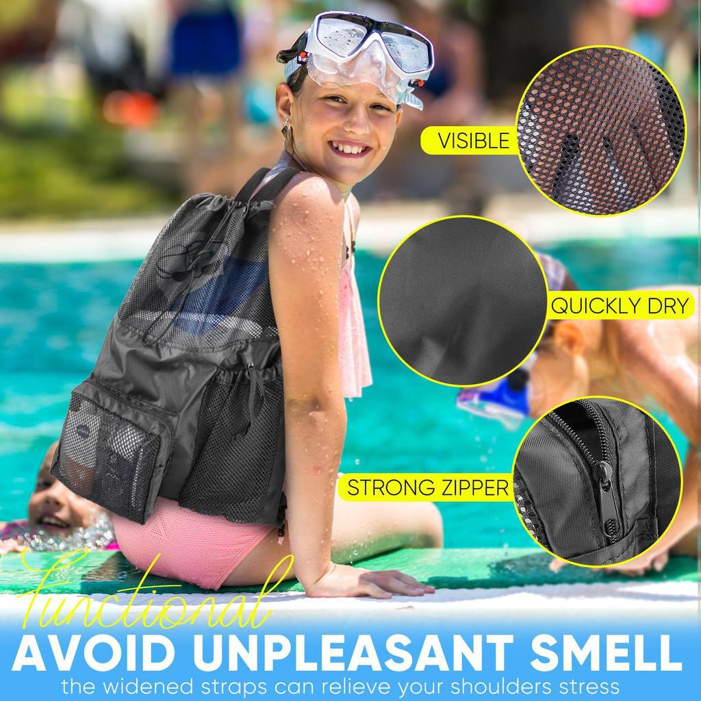 Outdoor swimming bag mesh drawstring backpack beach backpack with wet bag
