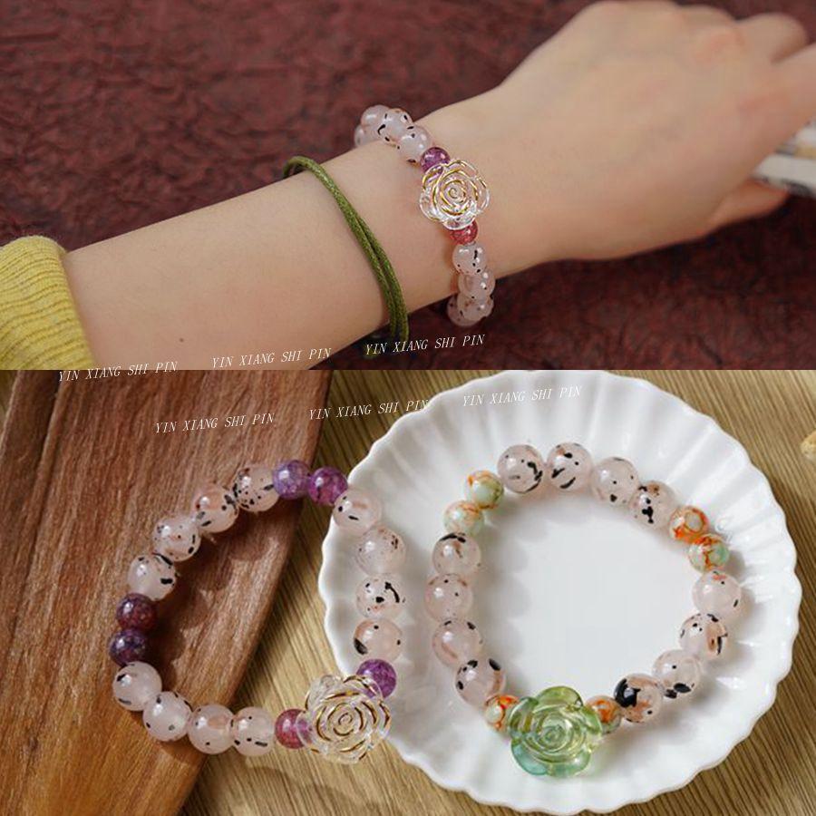 Guofeng Creative Rose Mori Cultural Play Bracelet Women's Literature New Chinese Style Student Game Bracelet Tide Handmade