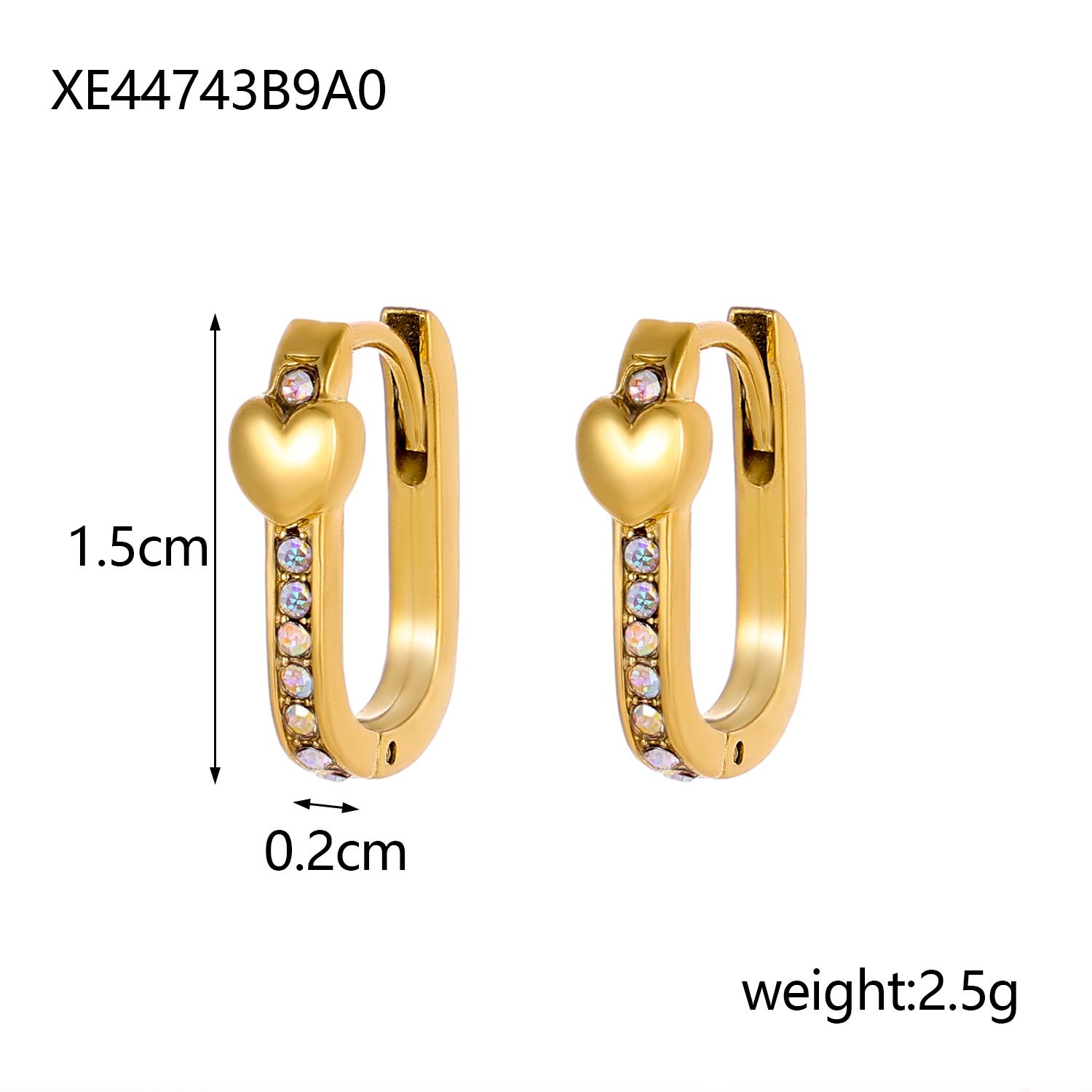 

CARLIDANA Gold Color Stainless Steel Small Earring Gold Plated Gifts Colorful CZ Stone Hoop Heart Earrings for Women Girls