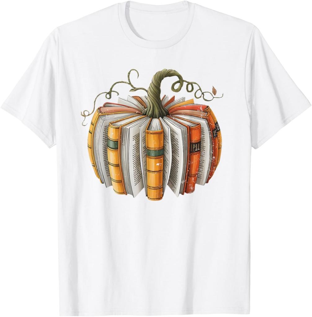 Fall Book Pumpkin Fall Librarians Bookworm Teachers Students unisex T-Shirt Mens Womens Tees Top