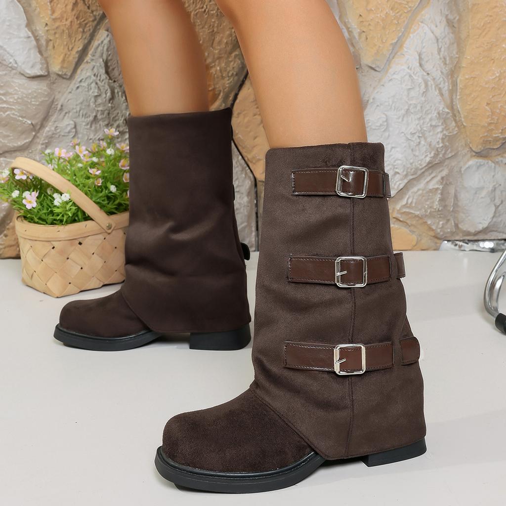 2025 Niche Retro Block Heel Mid-High Boots Western Cowboy Stack Boots Knight Boots Pre-Fall French Women's Boots