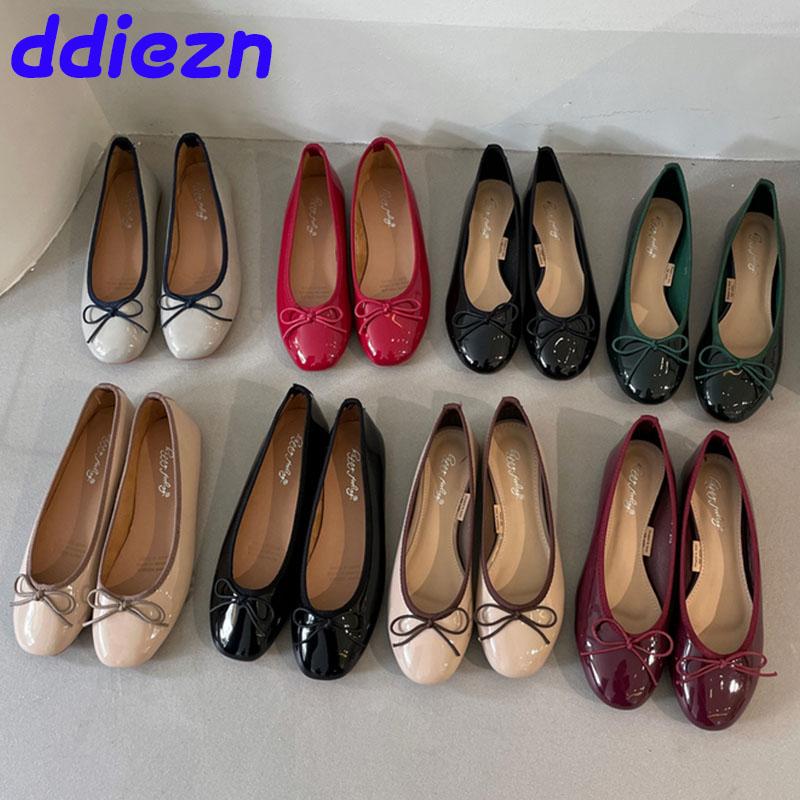 Fashion Footwear Fashion Butterfly-Knot Women Ballet Flats Dance Shoes Shallow Female Soft Round Toe Ladies Flats With Shoes Slides