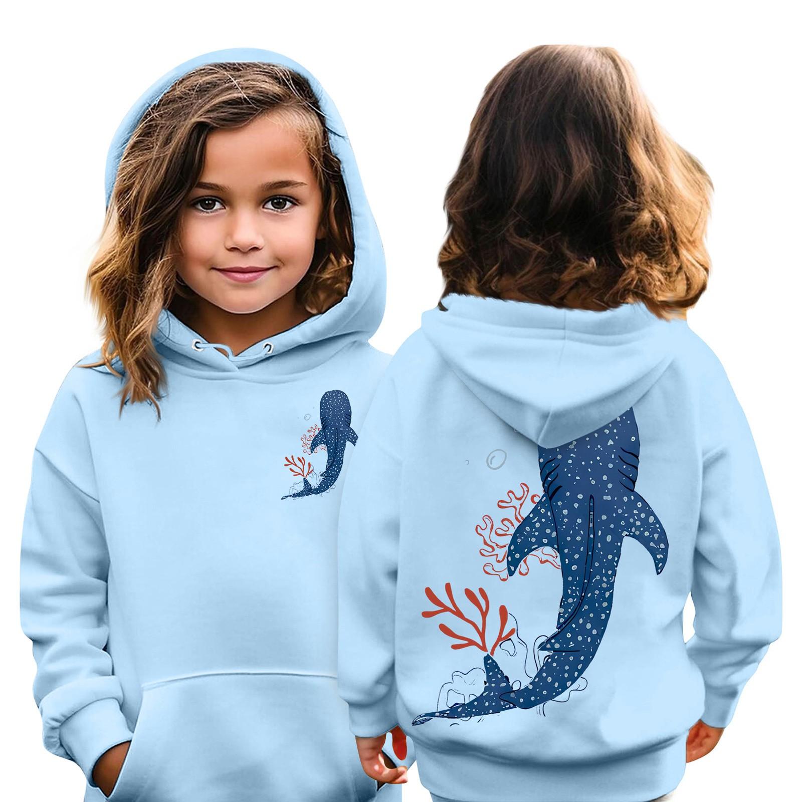 

Детские толстовки, свободная спортивная рубашка с капюшоном и принтом, модная спортивная рубашка 160 синий