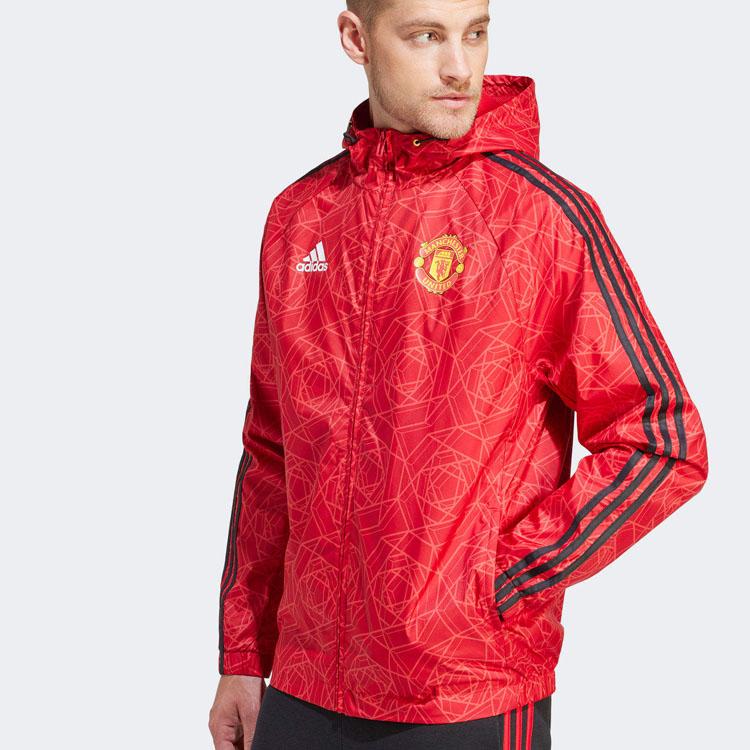 Adidas Jachetă Hanorac cu Dungi Panou cu Imprimeu Logo Bărbați Îmbrăcăminte Exterioară Roșu Colegial IA8527